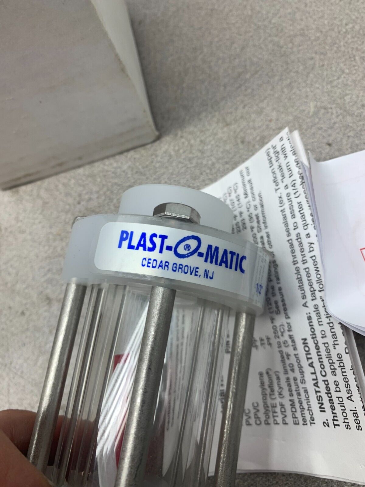 NEW IN BOX PLAST-O-MATIC 1/2" DOUBLE WALL SIGHT GLASS GY050V-PP