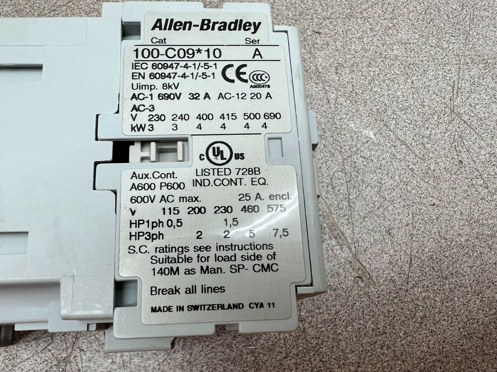 NEW IN BOX ALLEN BRADLEY CONTACTOR 1C0-C09D10 SERIES A