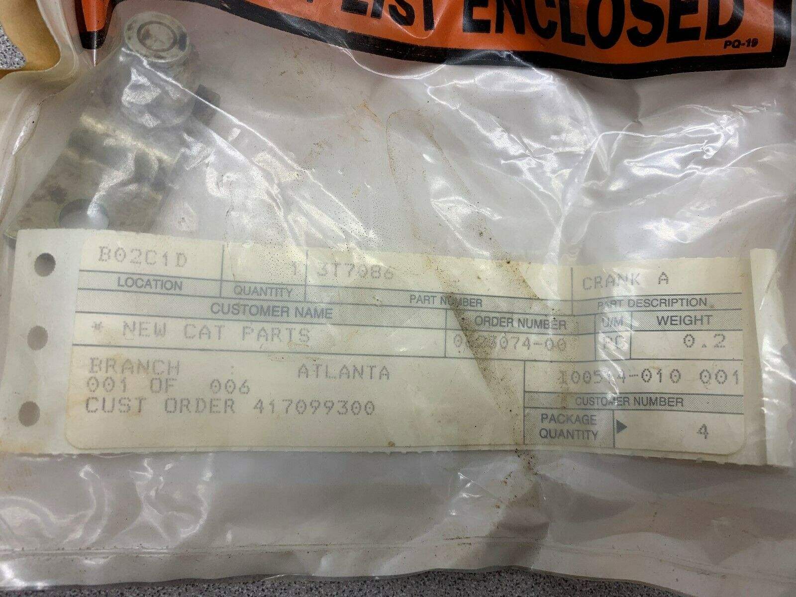 NEW NO BOX CATERPILLAR PART 3T7086