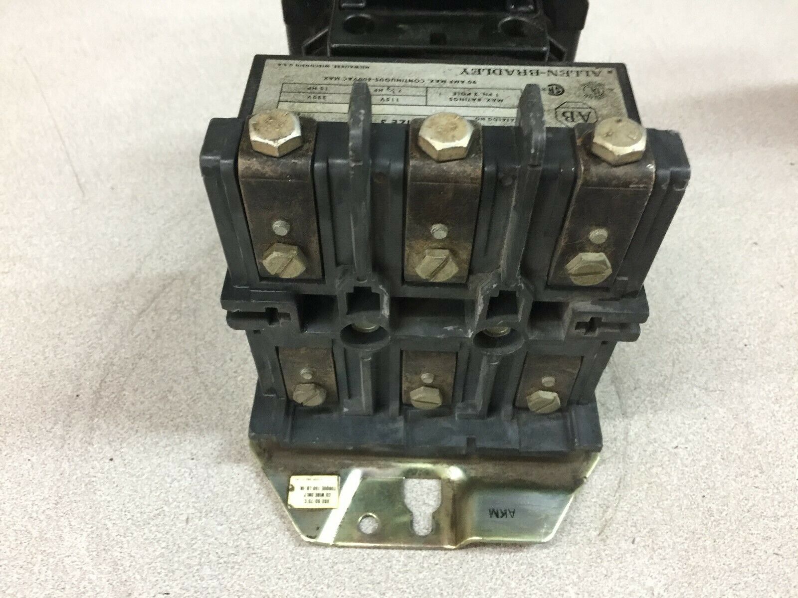 USED ALLEN BRADLEY SIZE 3 120 VAC COIL 3 POLE 90 AMP 600 VAC CONTACTOR 500-D0B92