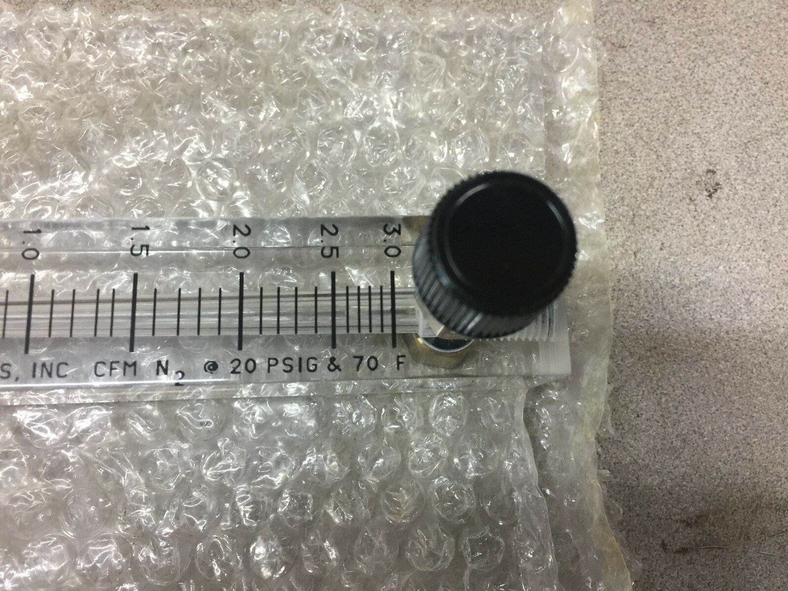NEW NO BOX FLOWMETRICS ADJUSTABLE ACRYLIC FLOW METER 0-3.0CFM