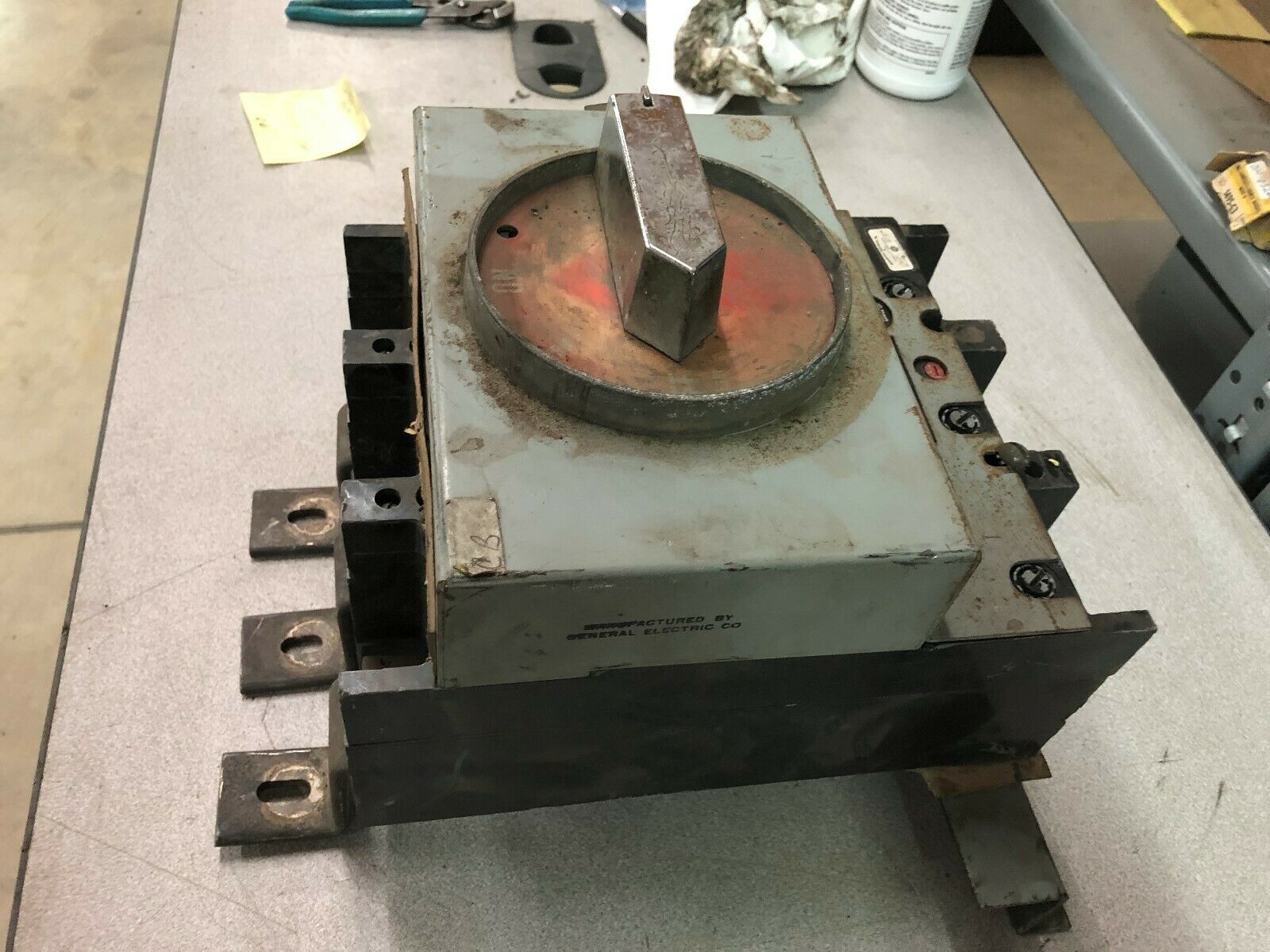 USED GE 225 AMP 3 POLE 600 VAC BREAKER WITH TJR1 HANDLE TJJ436225 / TJR1