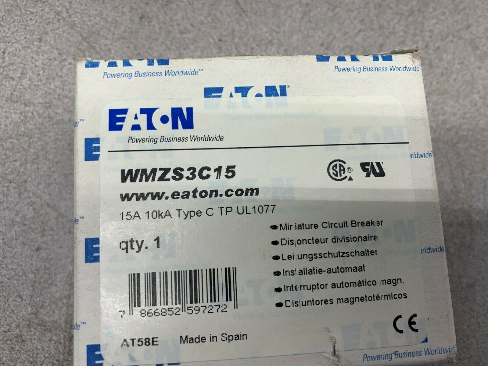NEW IN BOX EATON BREAKER WMZS3C15