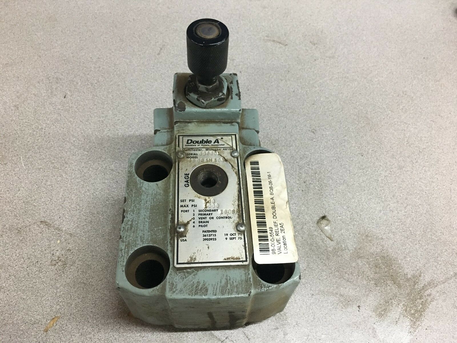 NEW NO BOX DOUBLE A HYDRAULIC RELIEF VALVE VICKERS BQB 06 1M 10A4