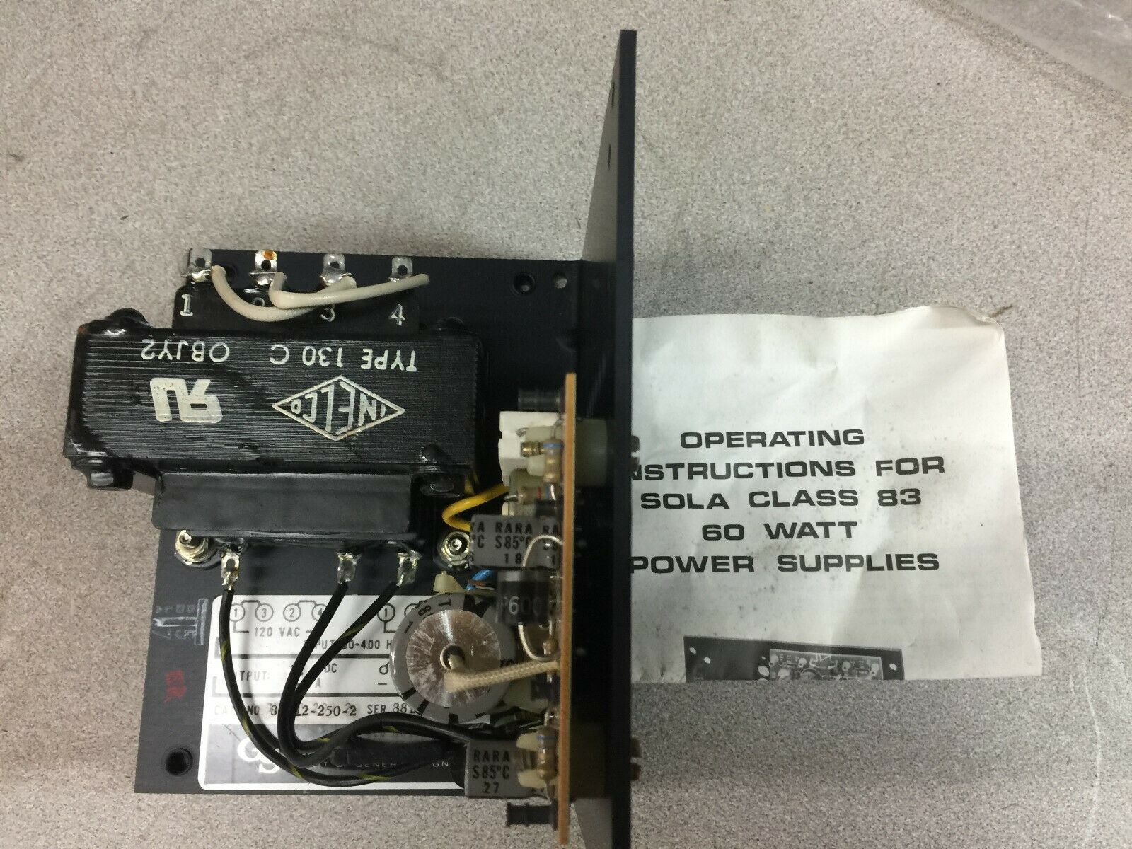 NEW NO BOX GS SOLA 120/240 VAC PRI 12 VDC SEC 5 AMPS POWER SUPPLY 83-12-250-2