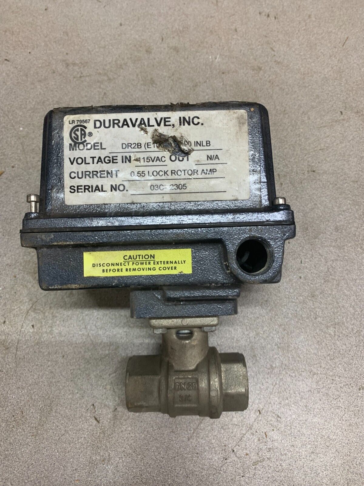 NEW NO BOX DURAVALVE 3/4" VALVE WITH DR2B ACTUATOR