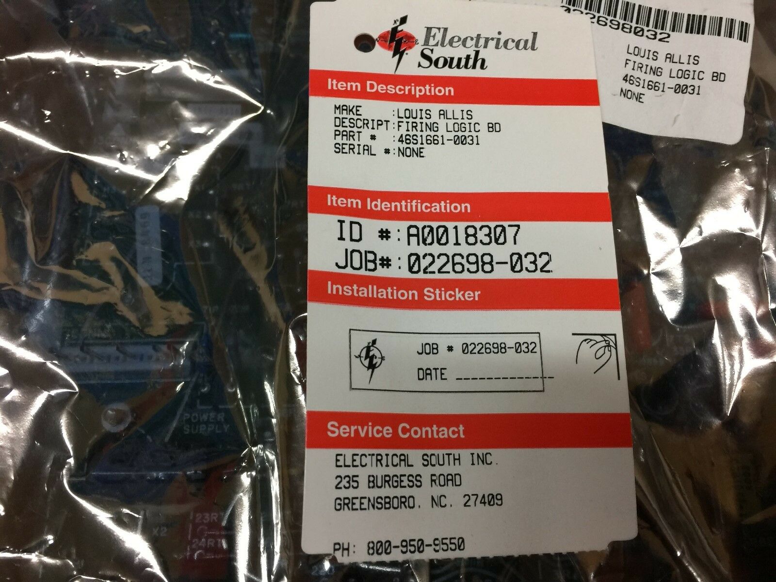 USED REMANUFACTURED LOUIS ALLIS FIRING LOGIC BOARD 4661661-0031