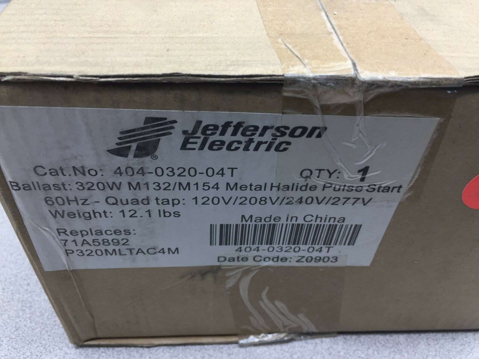 NEW IN BOX JEFFERSON ELECTRIC METAL HALIDE PULSE START BALLAST 404-0320-04T