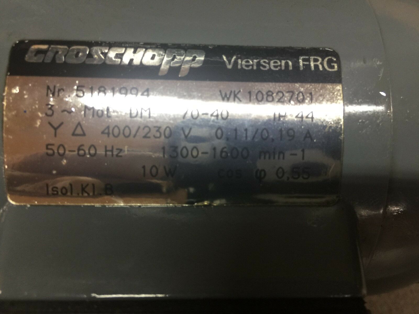 NEW NO BOX CROSCHOPP 3PHASE 230/400V .11/.19A GEARMOTOR 5181994