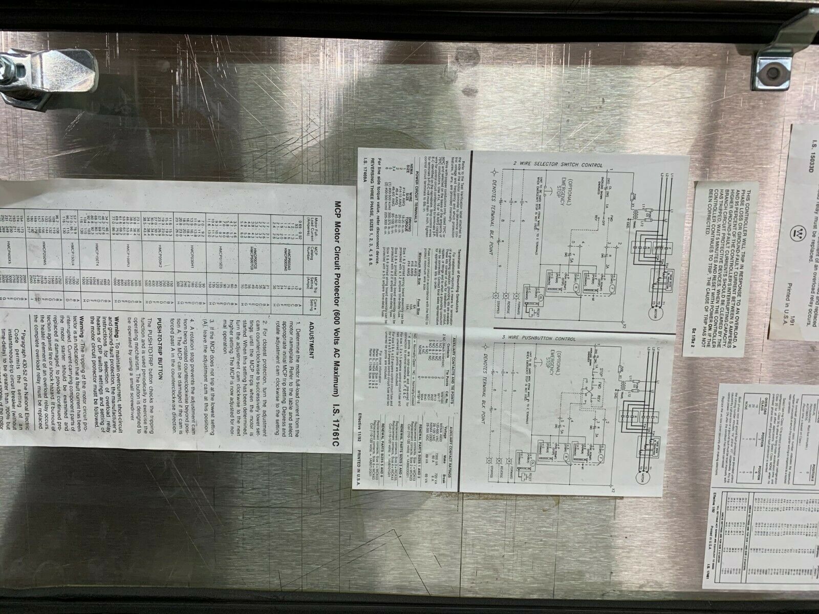 WESTINGHOUSE SIZE 1 COMBINATION STARTER W201K1CF STAINLESS ENCLOSURE W240M1CFC