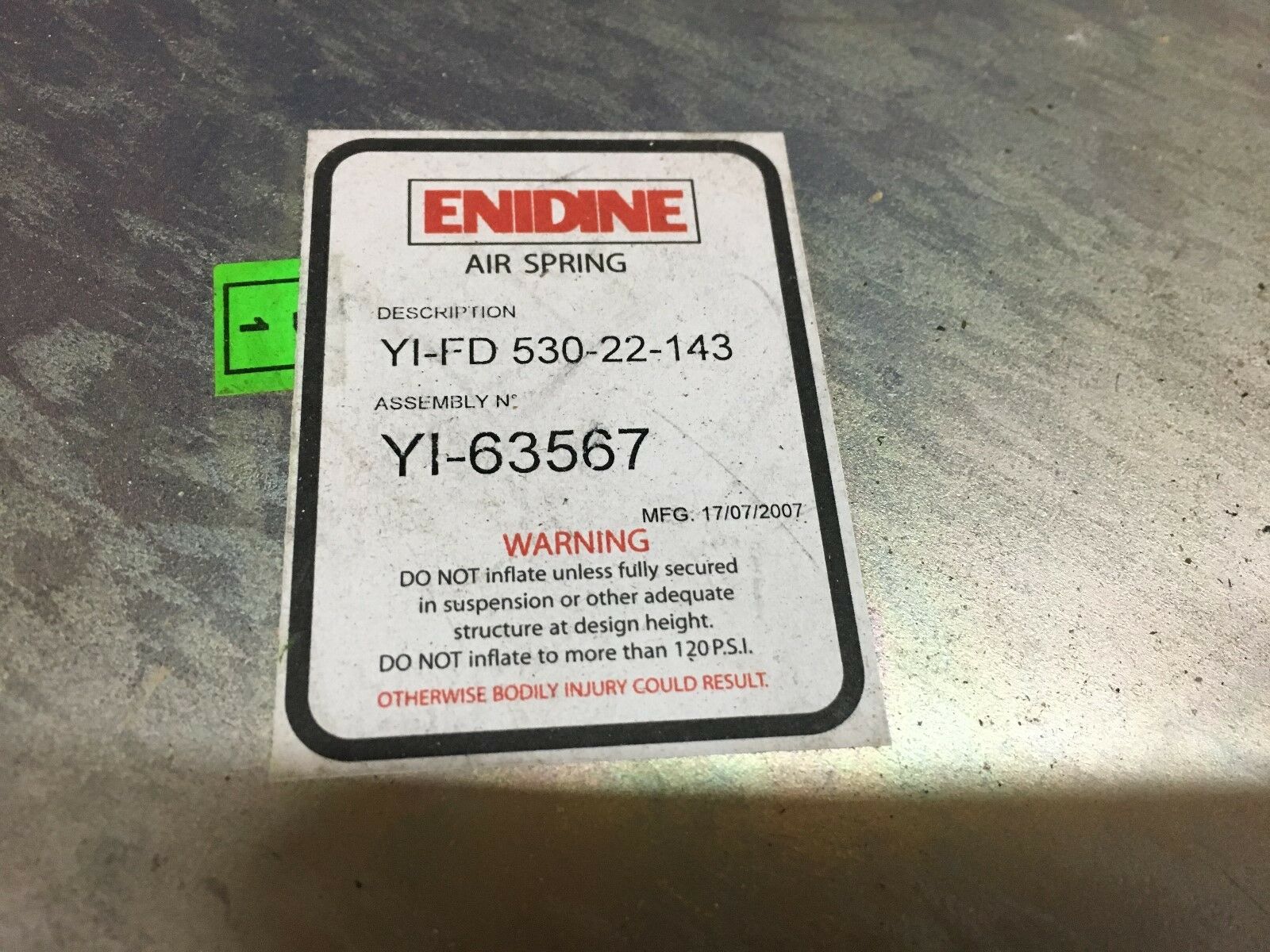 NEW NO BOX ENDINE AIR SPRING YI-FD 530-22-143