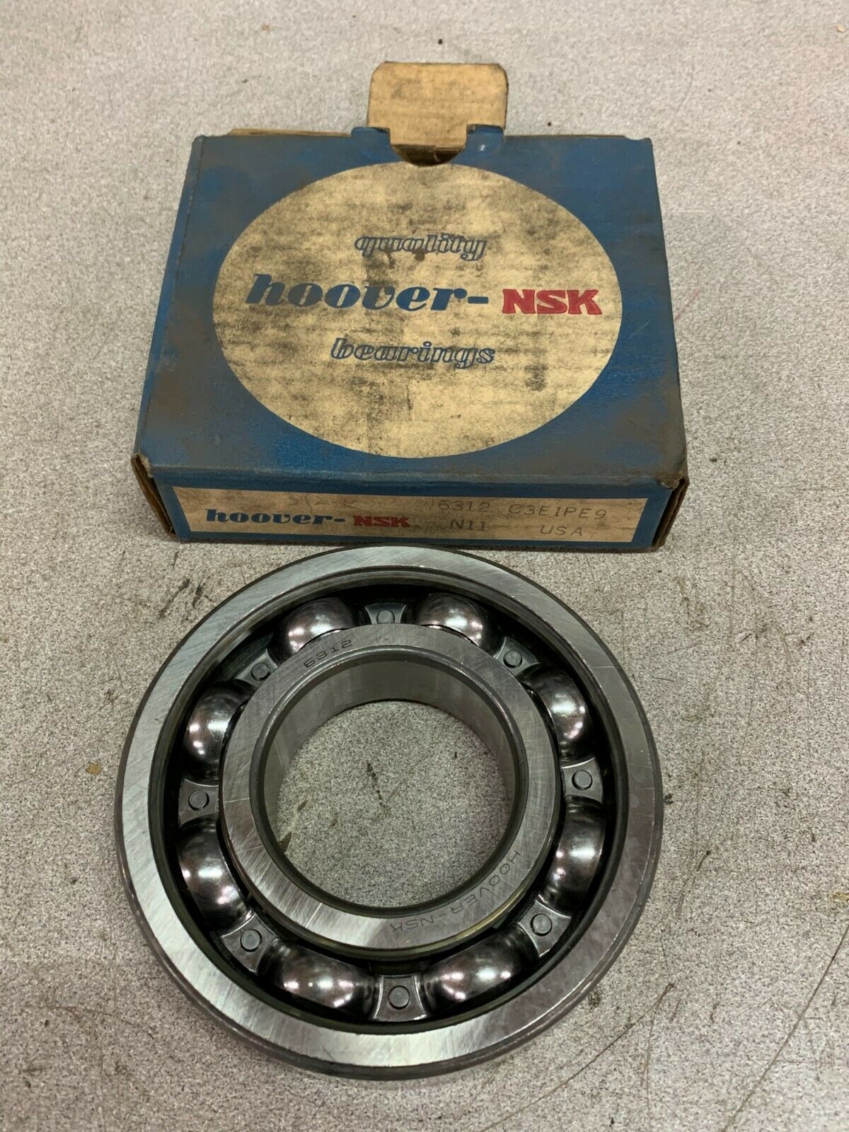 NEW IN BOX NSK HOOVER ROLLER BEARING 6312 C3E1PE9