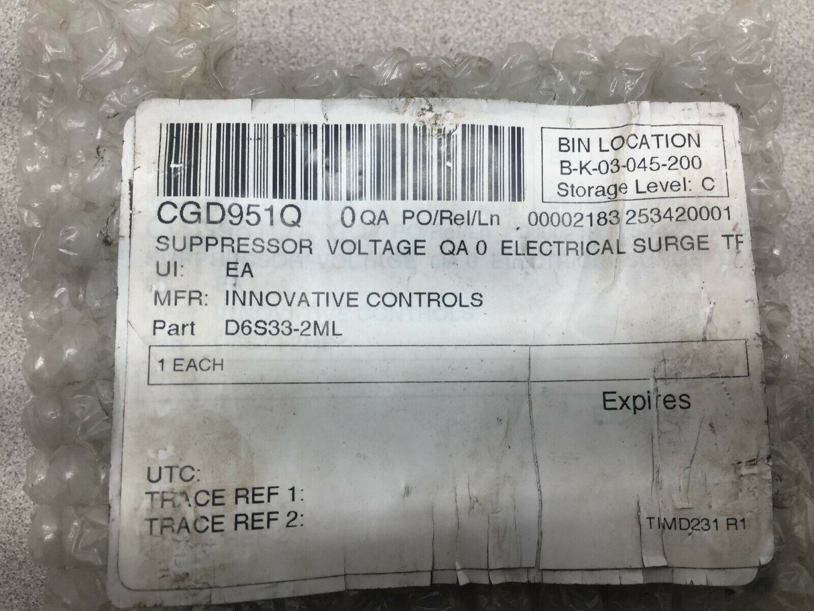 NEW NO BOX INNOVATIVE TECHNOLOGY TRANSIENT VOLTAGE SURGE SUPPRESSOR D6S33-2ML