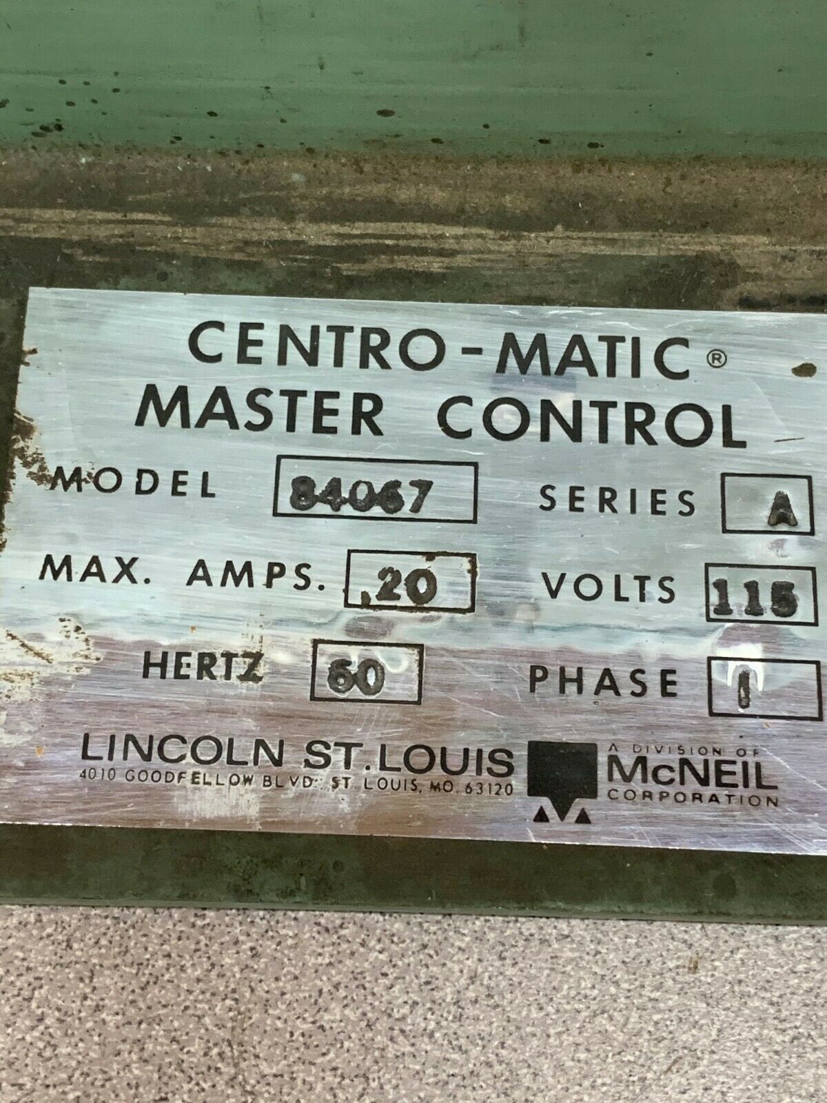 USED LINCOLN CENTRO-MATIC 84067 MASTER CONTROL 84068