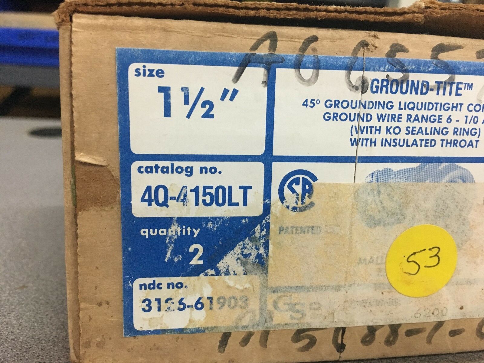 NEW IN BOX OZ GEDNEY LIQUIDTIGHT CONNECTOR 4Q-4150LT QTY:2