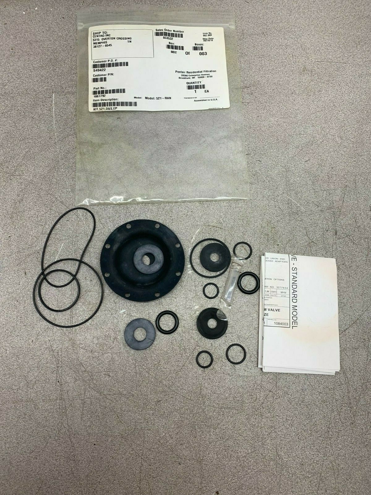 NEW IN PACKAGE PENTAIR PUMP REPAIR KIT 521-RAN