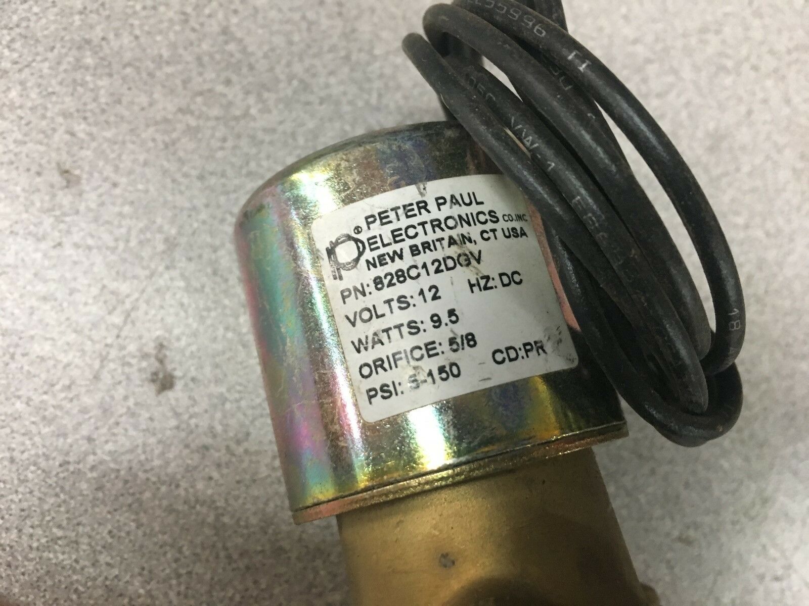NEW NO BOX PETER PAUL ELECTRONICS SOLENOID VALVE 828C12DGV