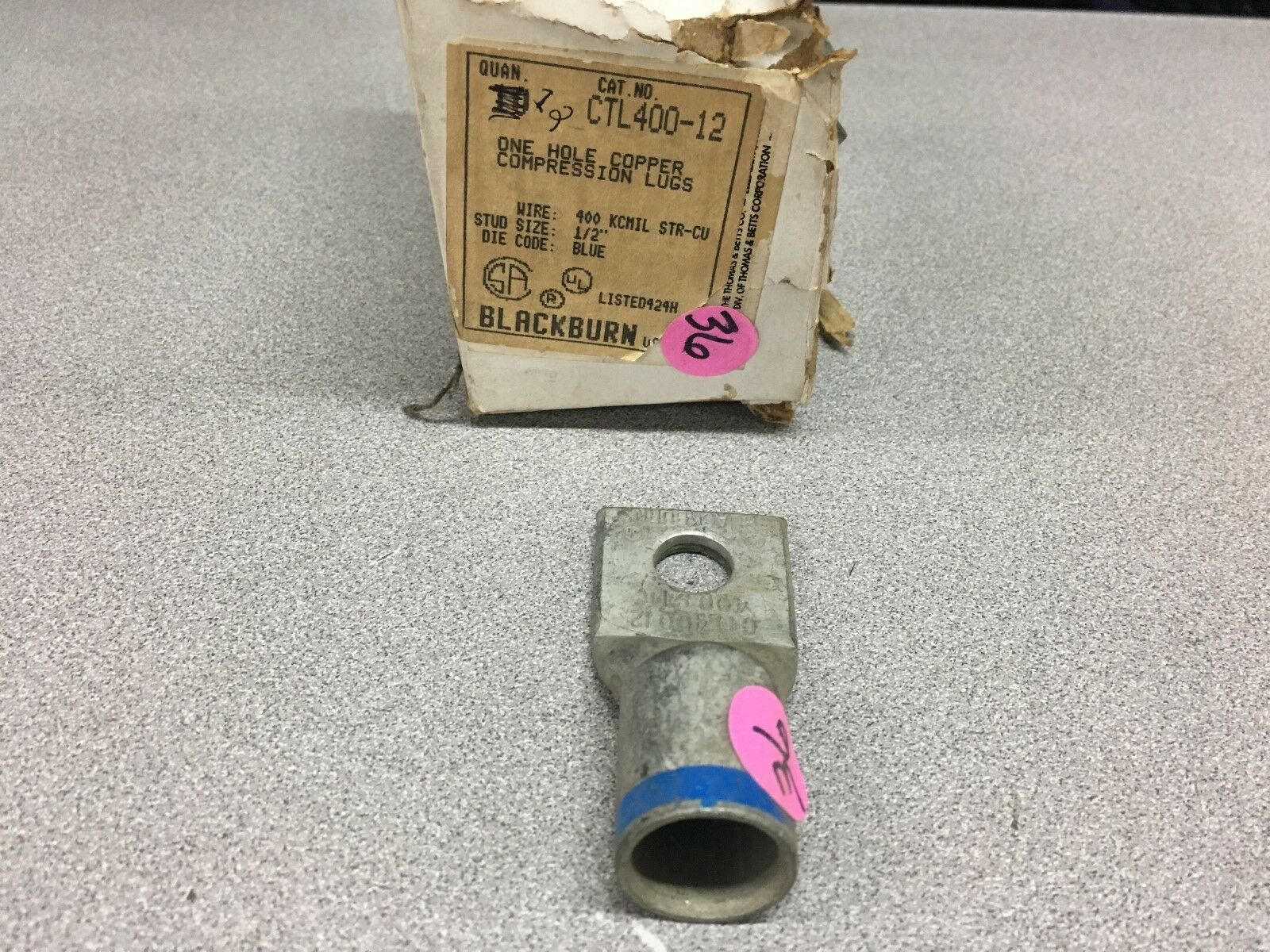 NEW NO BOX LOT OF 12 BLACKBURN COMPRESSION LUGS CTL400-12