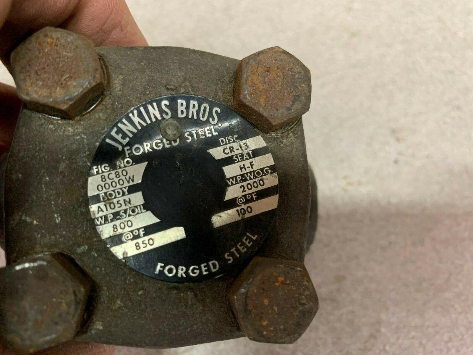 NEW JENKINS BROS 1/2" FORGED STEEL VALVE 8C80 BODY A105N DIC CR-13 SEAT H-F