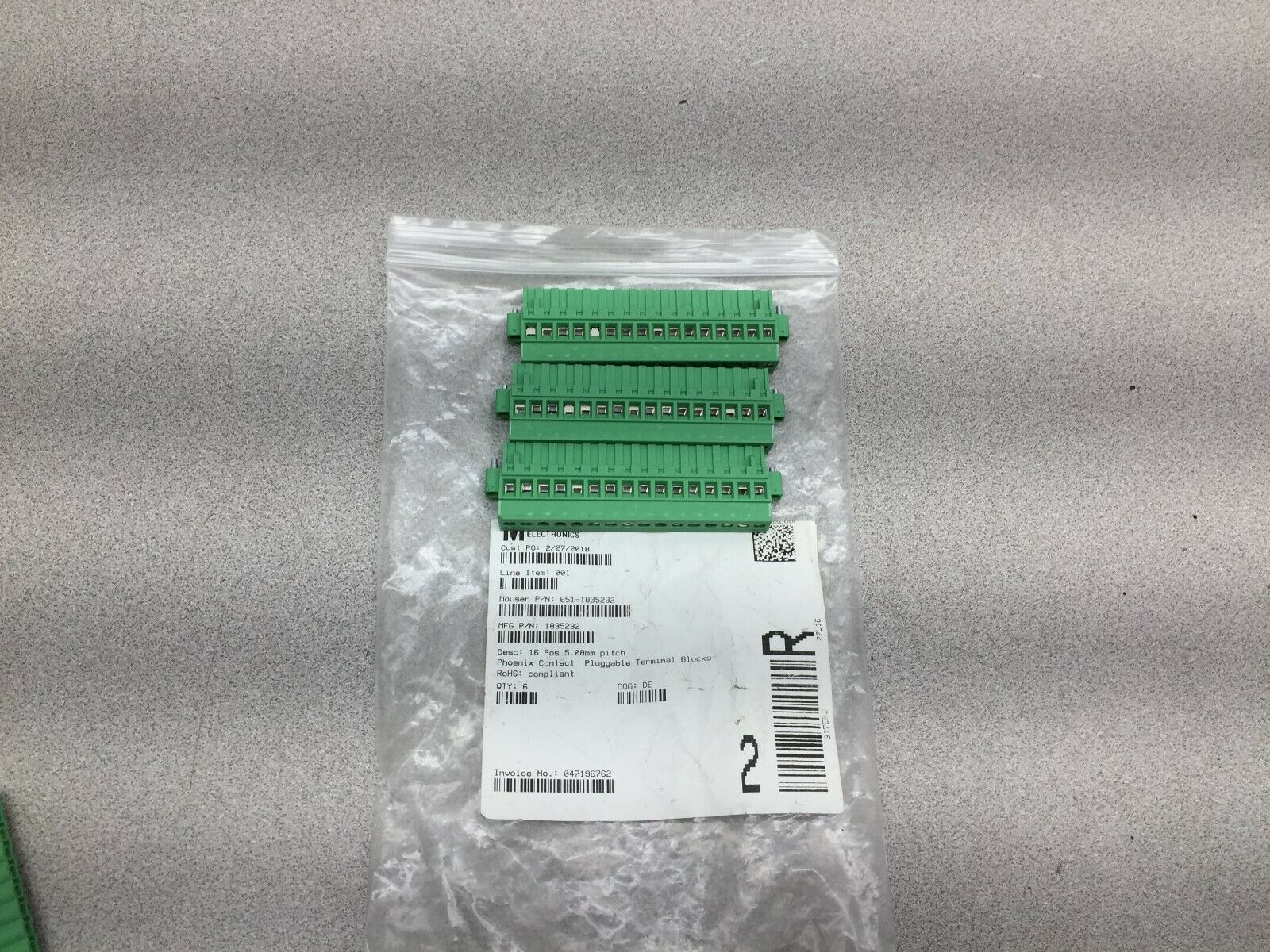 NEW NO BOX (LOT OF 3) PHOENIX CONTACT 16 POS 5.08 PITCH PLUGGABLE TERMINAL BLOCK