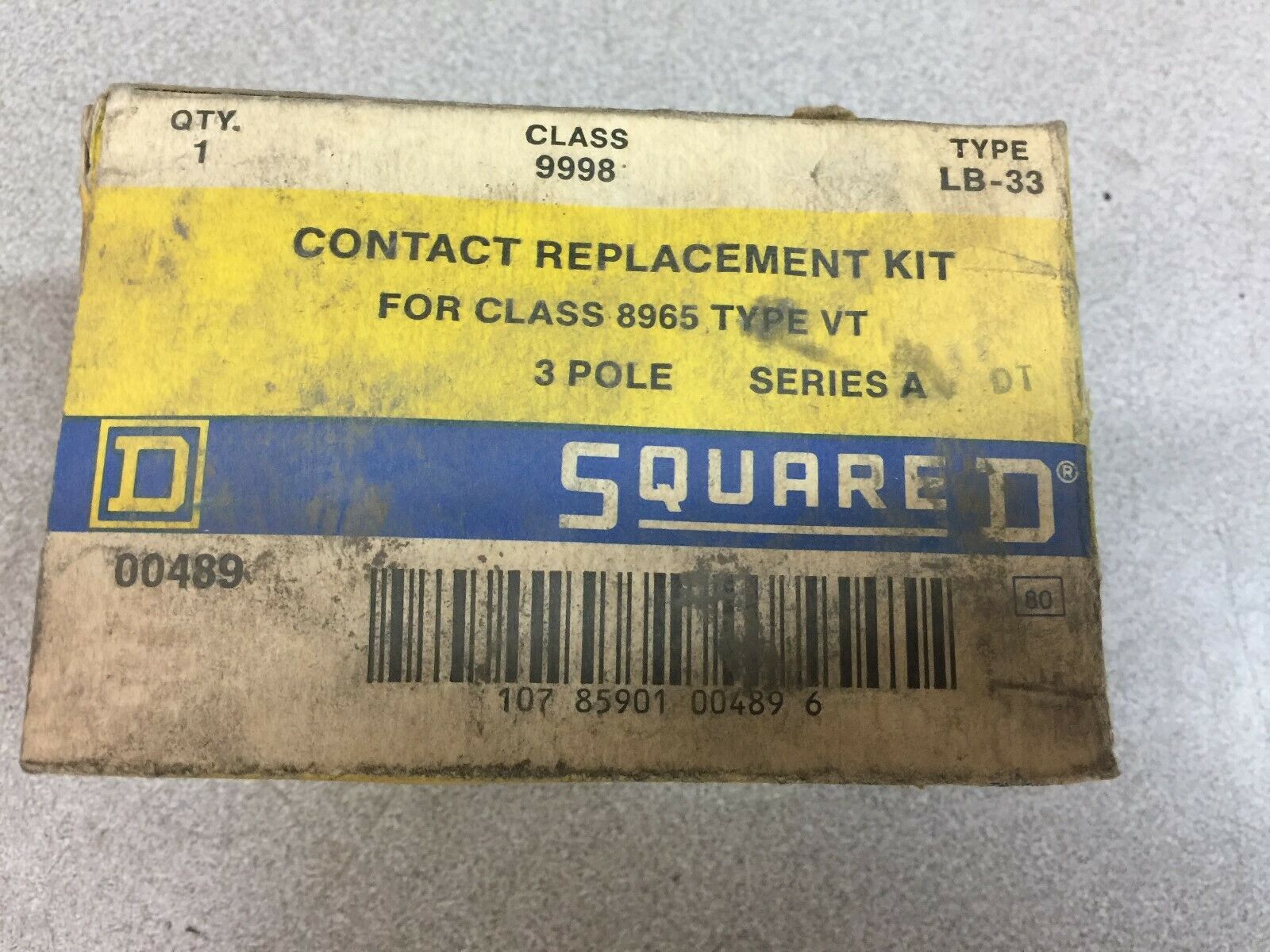 NEW IN BOX SQUARE D TYPE VT 3 POLE CONTACT REPLACEMENT KIT 9998 LB-33