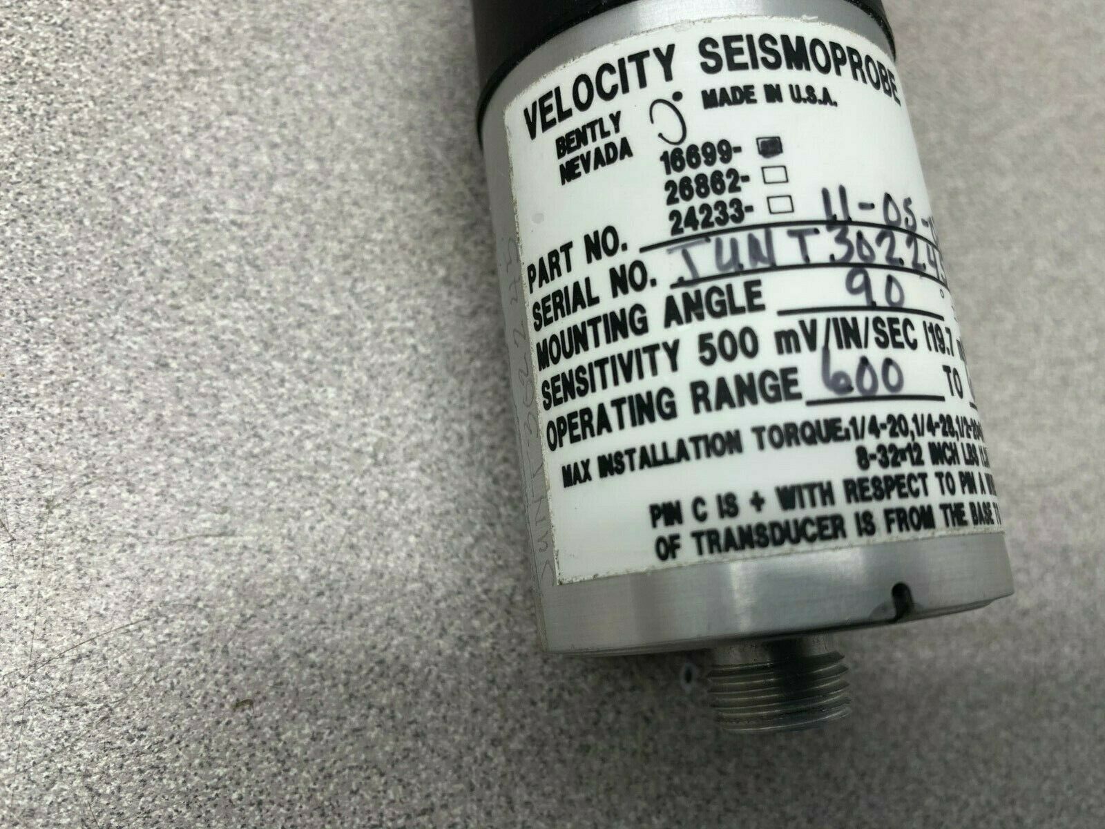 NEW NO BOX BENTLY NEVADA VELOCITY SEISMOPROBE 16699-11-05-03