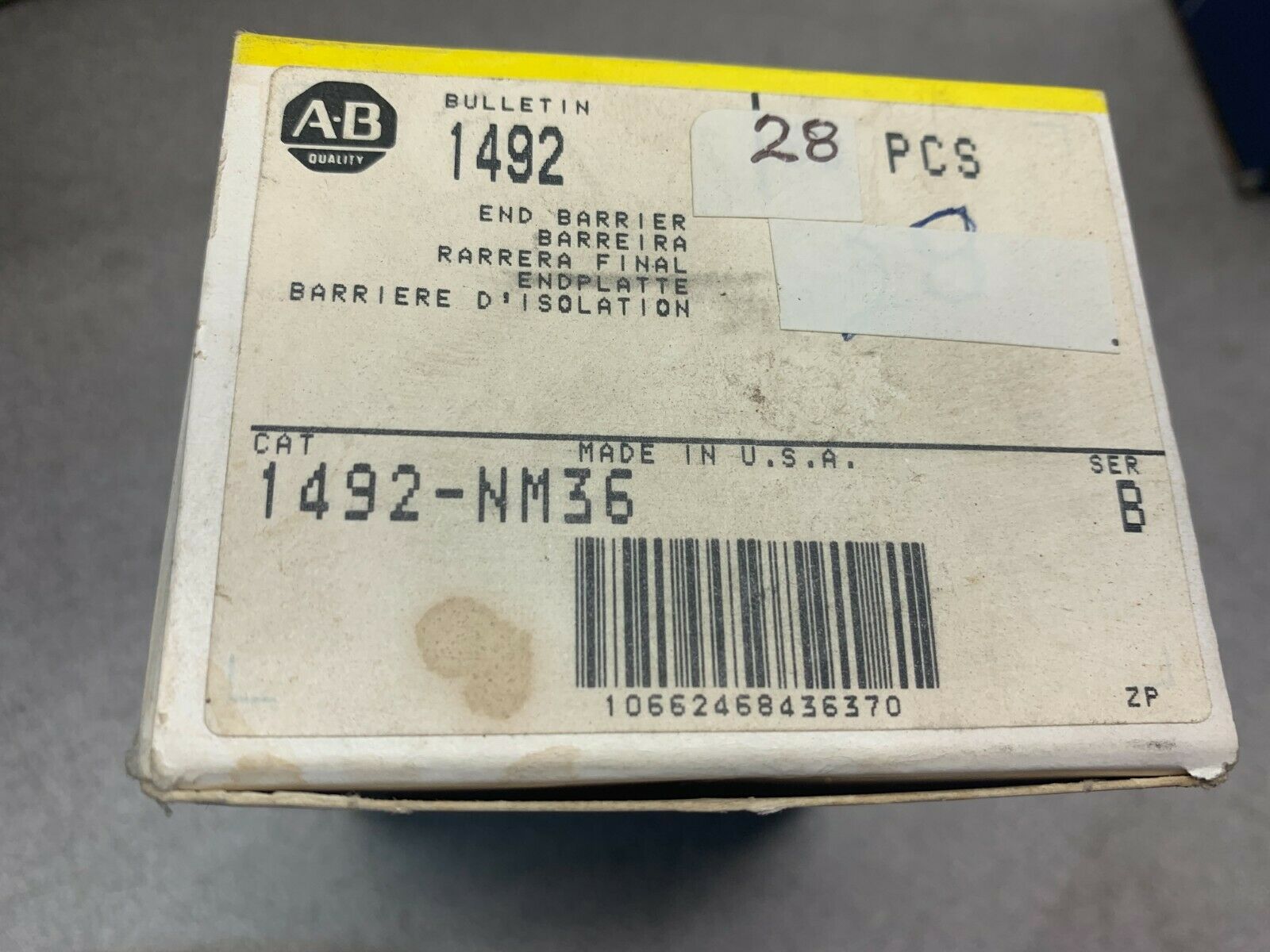 BOX OF 28 NEW IN BOX ALLEN BRADLEY END BARRIER 1492-NM36 SERIES B