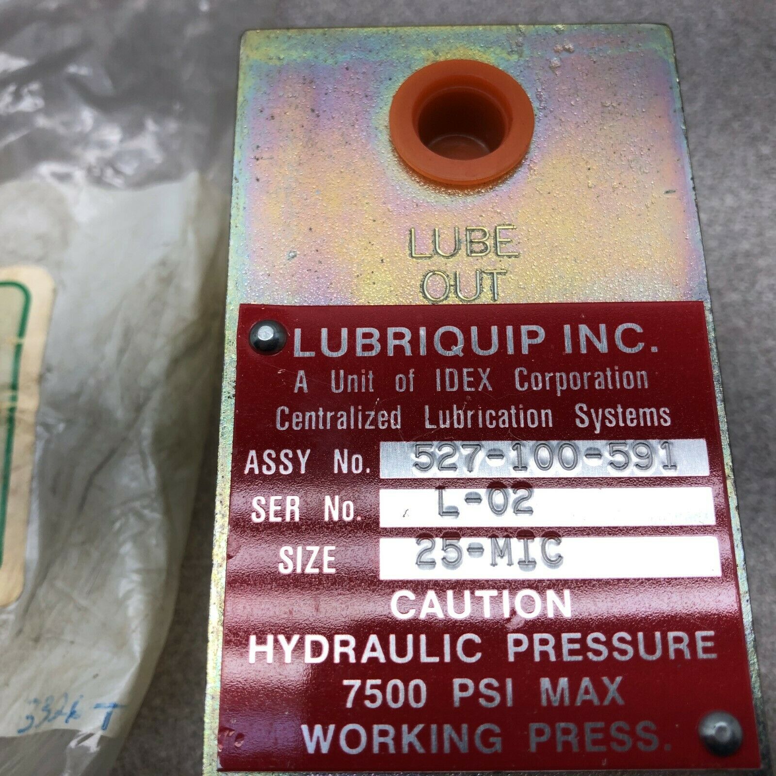 NEW NO BOX LUBRIQUIP INC 25-MIC INLINE HIGH PRESSURE FILTER 527-100-591