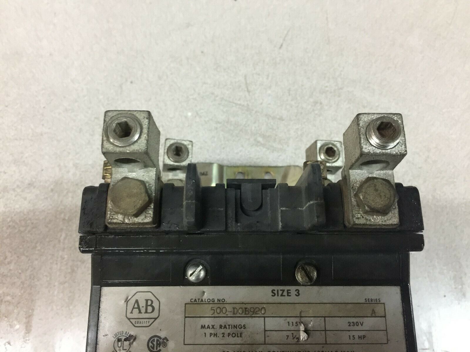 USED ALLEN BRADLEY SIZE 3 480 VAC 2 POLE 90 AMP 600 VAC CONTACTOR 500-DOB920