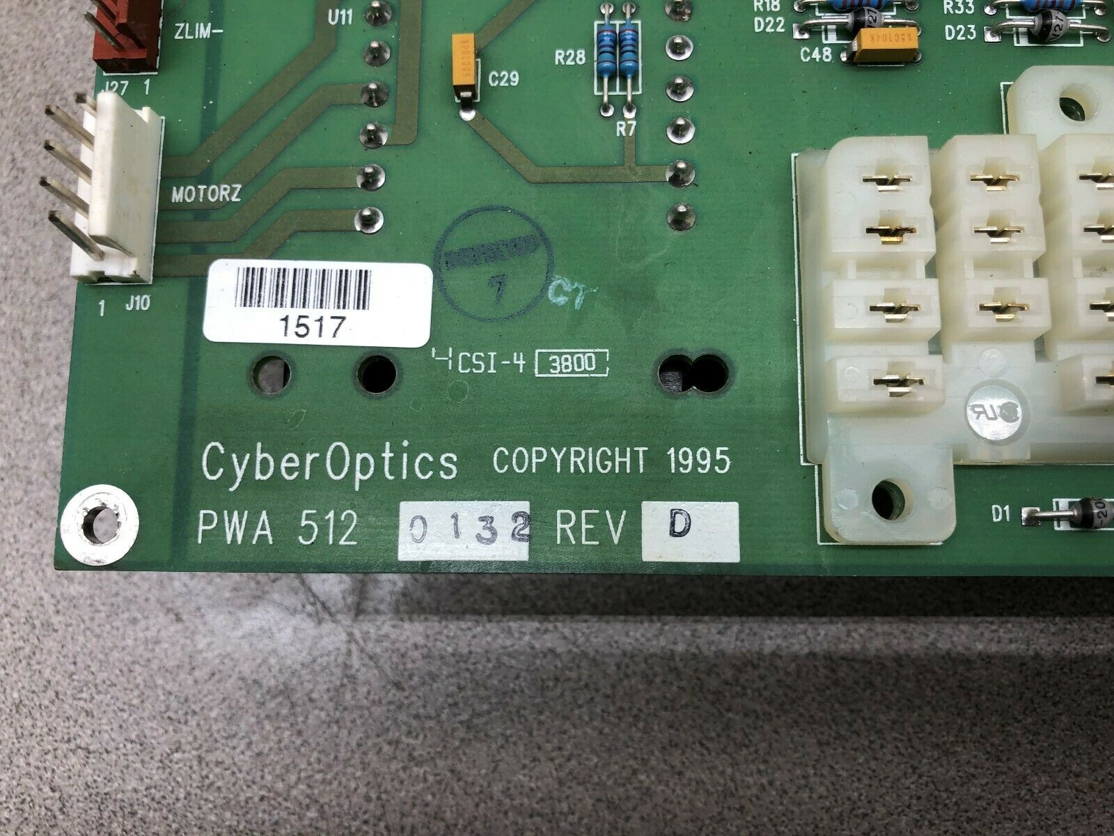 USED CYBER OPTICS LASER LEAD LOCATOR PWA 512 0132