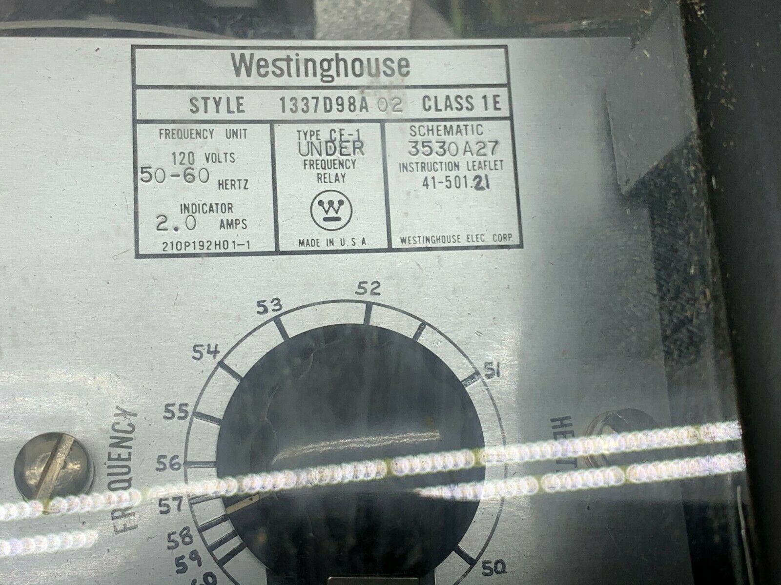 NEW IN BOX WESTINGHOUSE CF-1 UNDER FREQUENCY RELAY 1337D98A 02 CLASS 1E