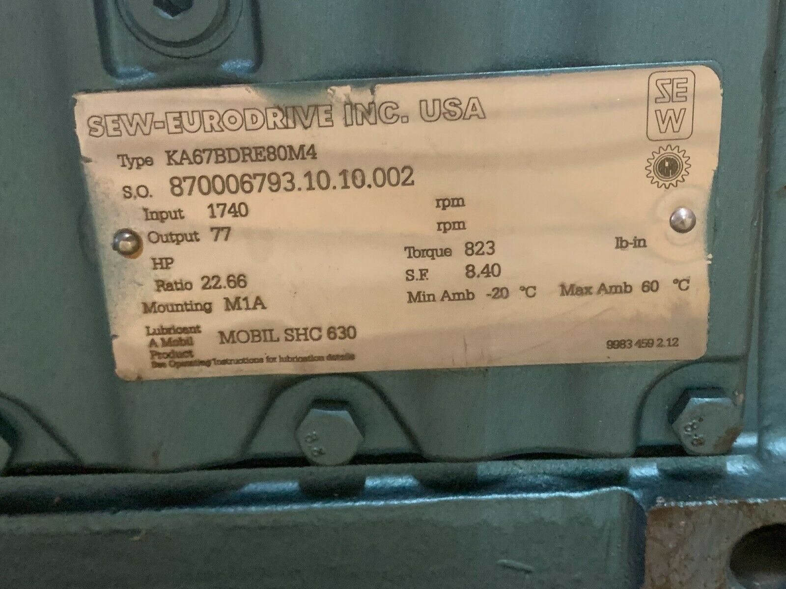 NEW NO BOX SEW-EURODRIVE 1HP 22.66RPM GEAR MOTOR KA67BDRE80M4 REDUCER DRE80M4