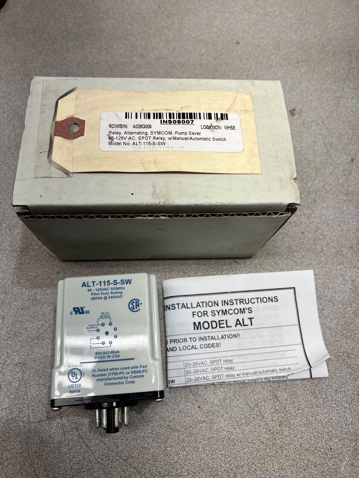 NEW IN BOX SYMCOM RELAY ALT-115-S-SW