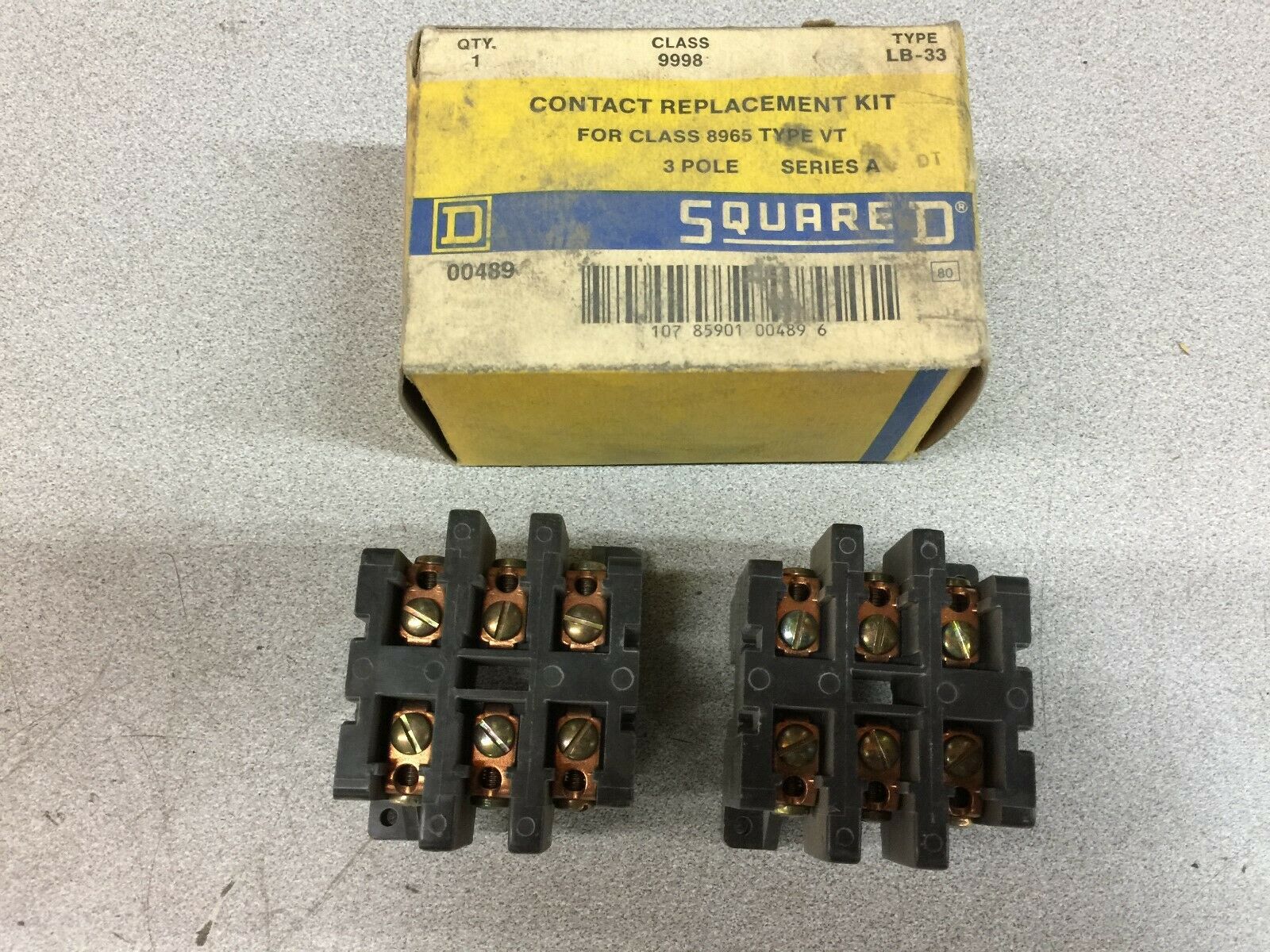 NEW IN BOX SQUARE D TYPE VT 3 POLE CONTACT REPLACEMENT KIT 9998 LB-33