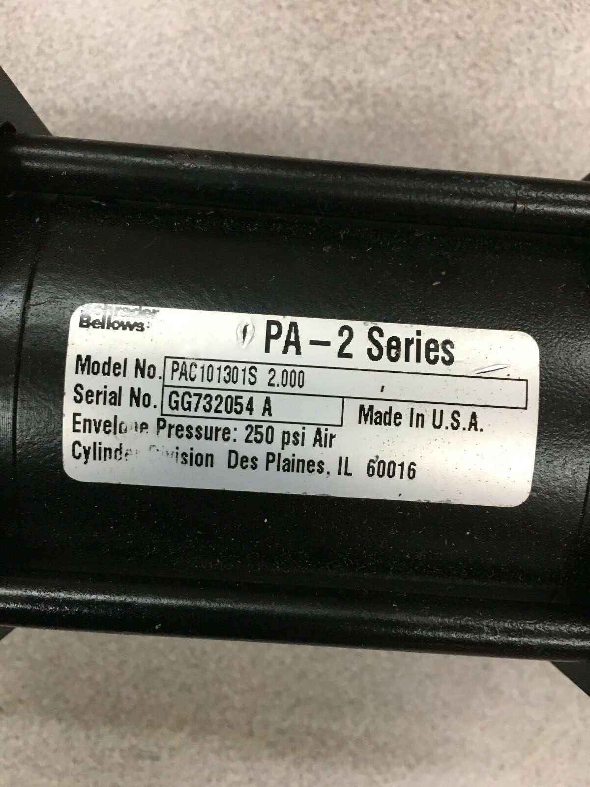 NEW NO BOX SCHRADER BELLOWS CYLINDER PA-2 SERIES PAC101301S 2.000