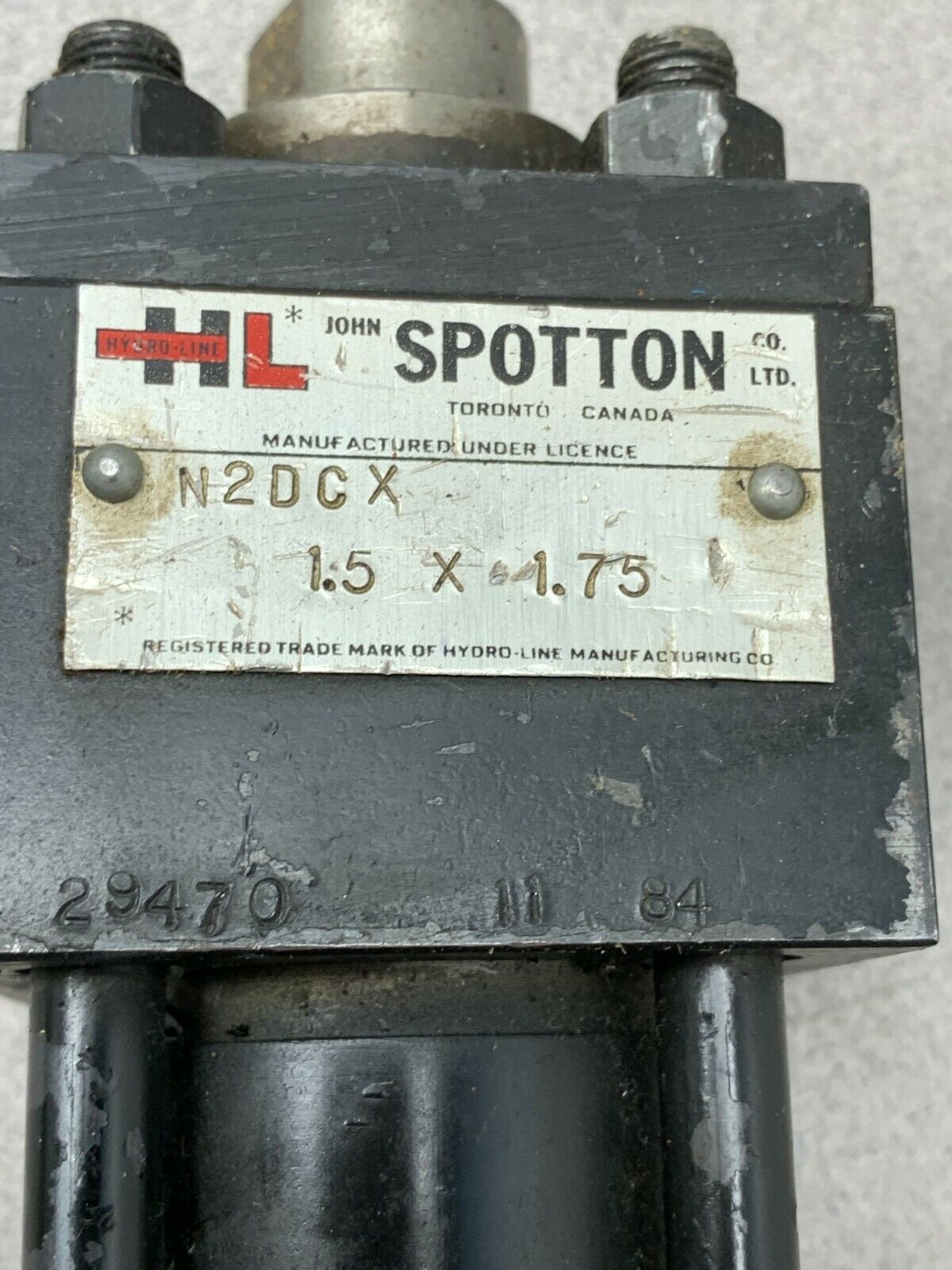 NEW NO BOX HYDRO-LINE JOHN SPOTTEN CYLINDER N2DCX 1.5 X 1.75