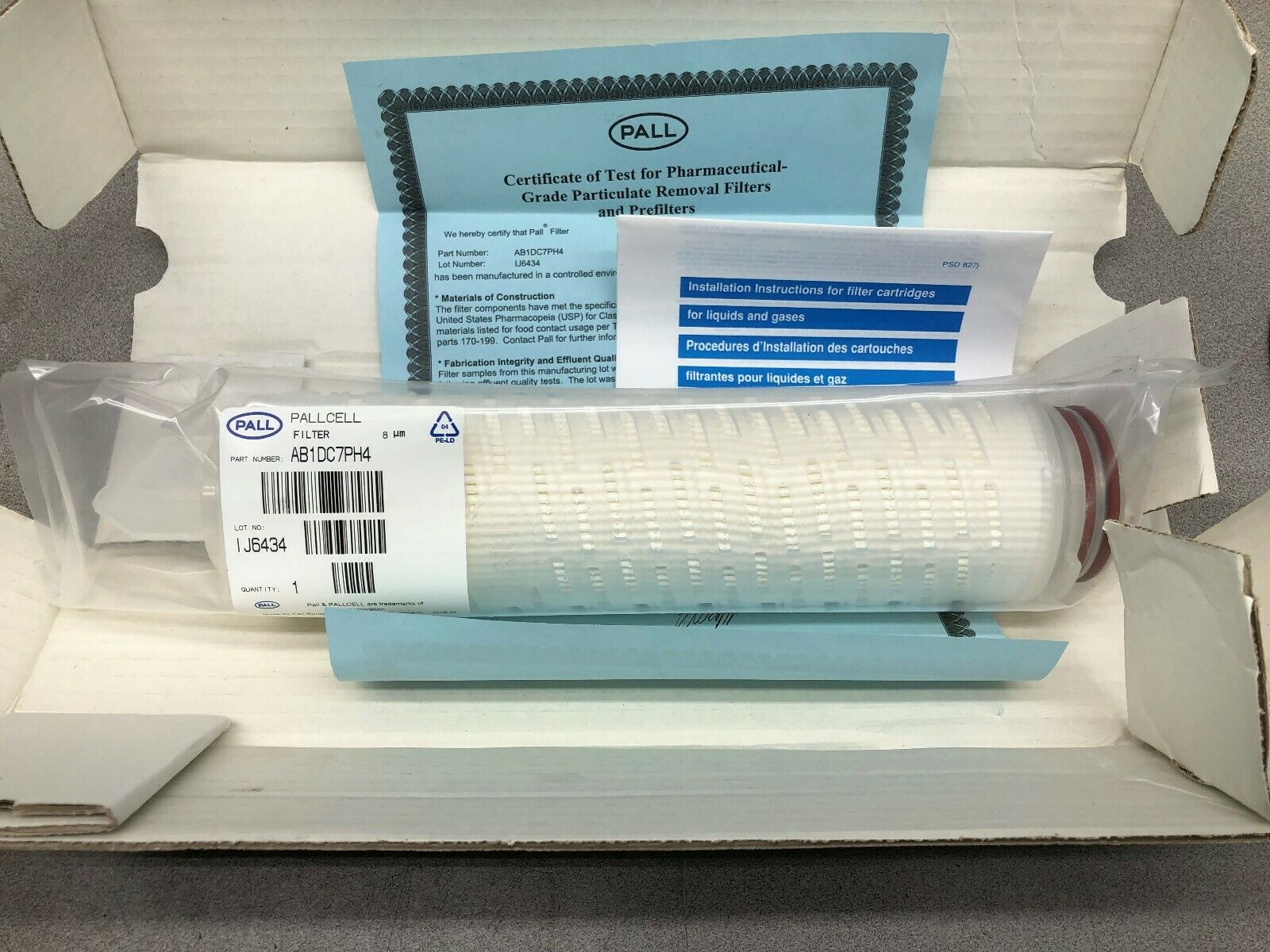 NEW IN BOX PALL PALLCELL STERILIZING GRADE FILTER CARTRIDGE HYDROPHOBIC MEMBRANE