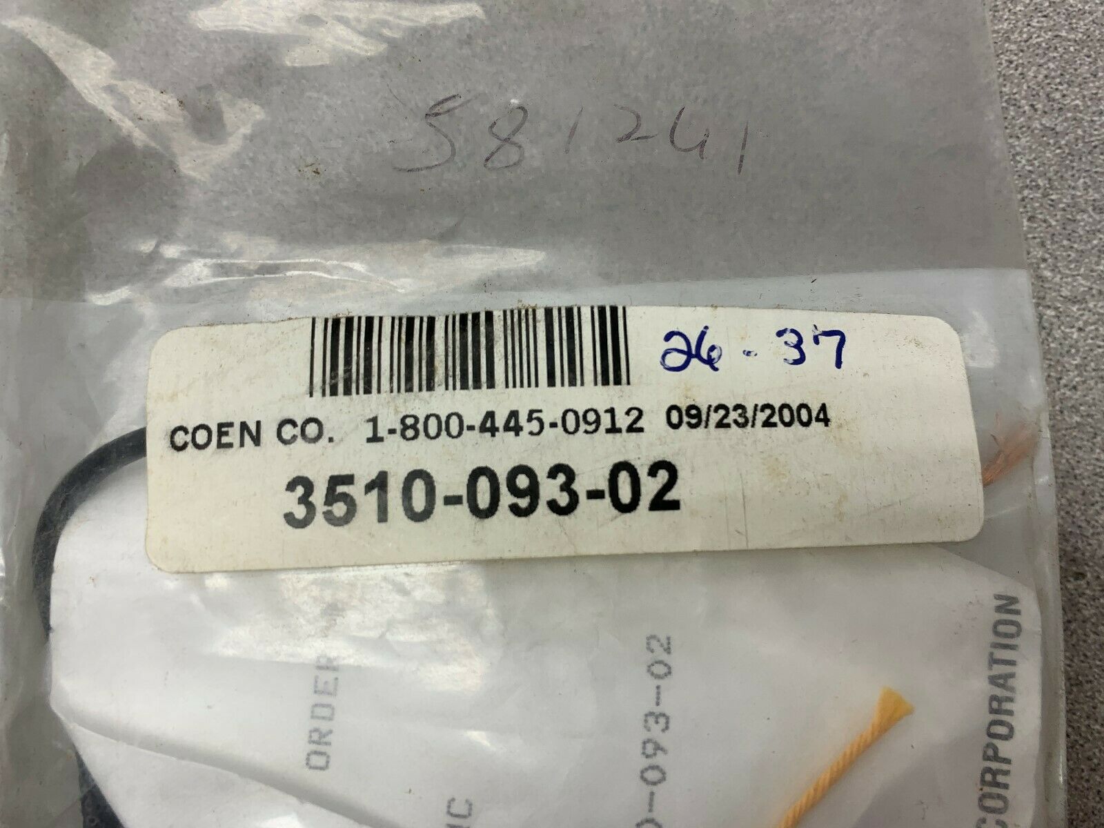NEW NO BOX COEN CO PART 3510-093-02