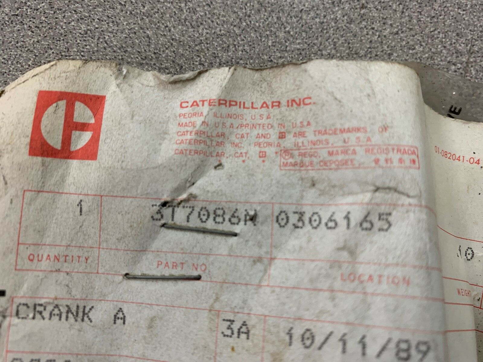 NEW NO BOX CATERPILLAR CRANK 3T7086N