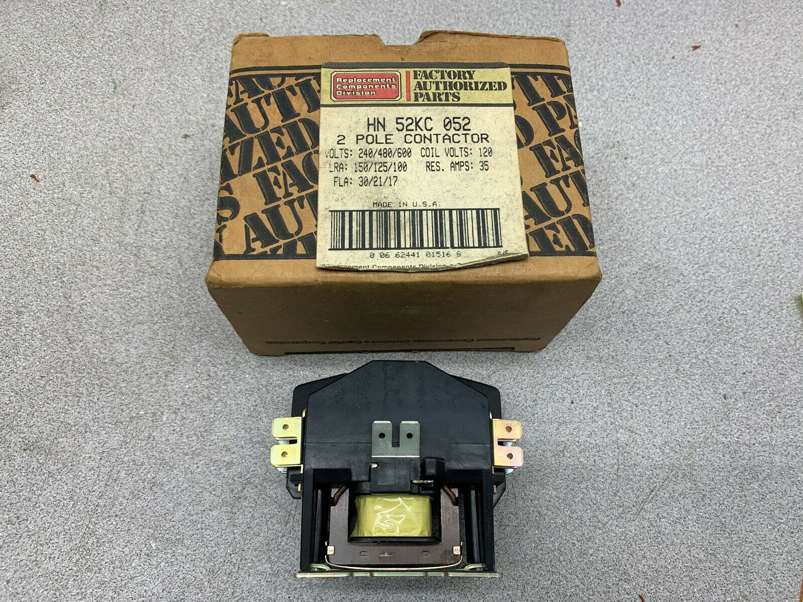 NEW IN BOX REPLACEMENT COMPONENTS DIVISION CONTACTOR HN 52KC 052