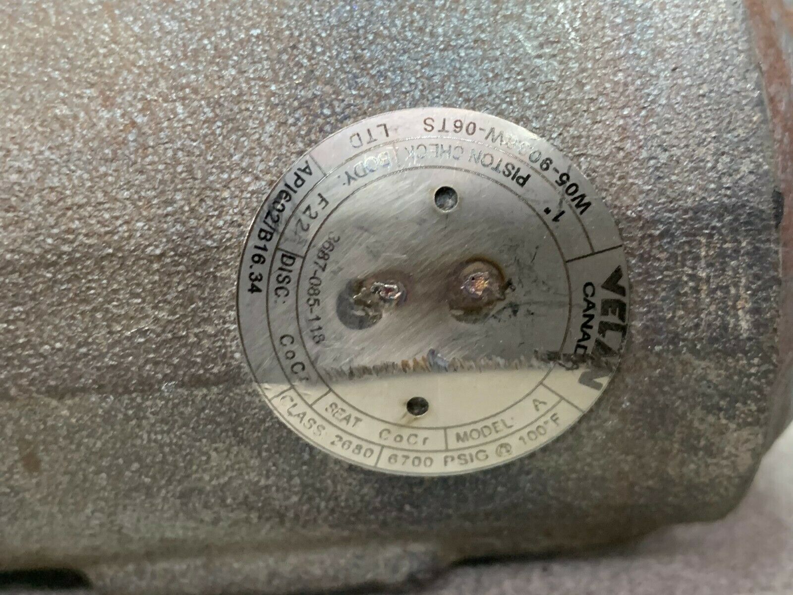 NEW NO BOX VELAN W05-9036W-06TS CHECK VALVE API602/B16.34 CLASS2680