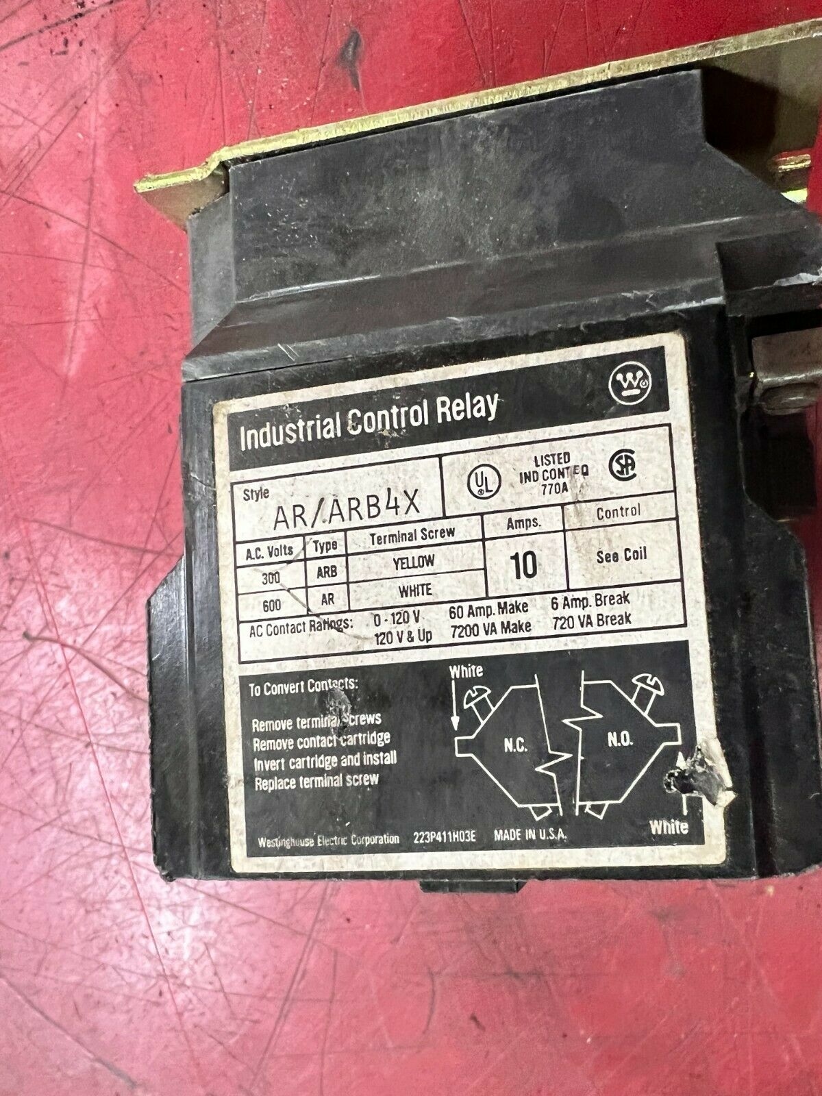 NEW IN BOX WESTINGHOUSE CONTROL RELAY AR/.ARB4X