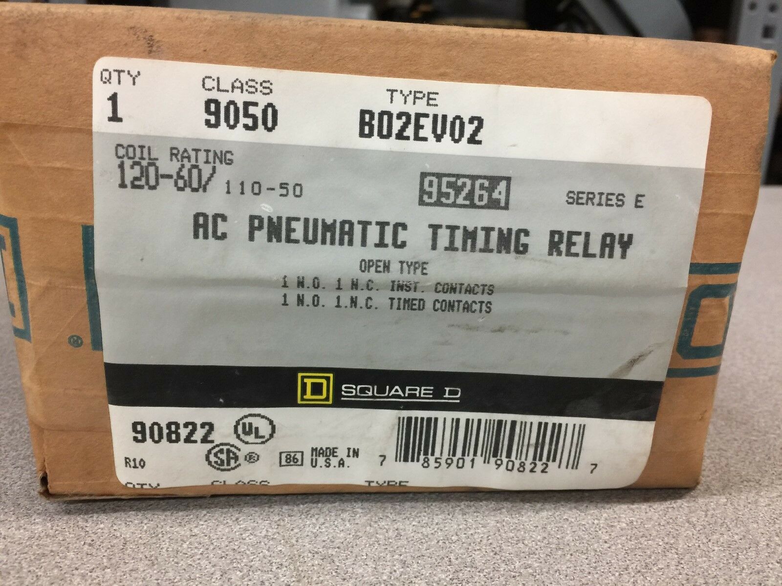 NEW IN BOX SQUARE D 120VAC PNEUMATIC TIMING RELAY 9050 B02EV02