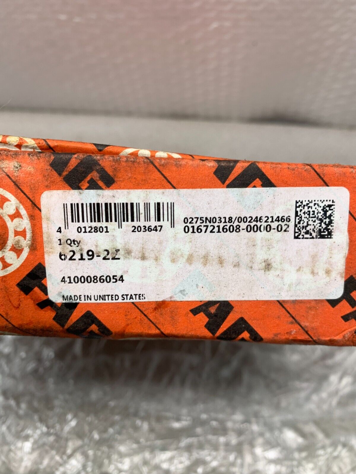 NEW IN BOX FAG 62192Z Double-Shielded Radial Deep Groove Bearing 6219-2Z