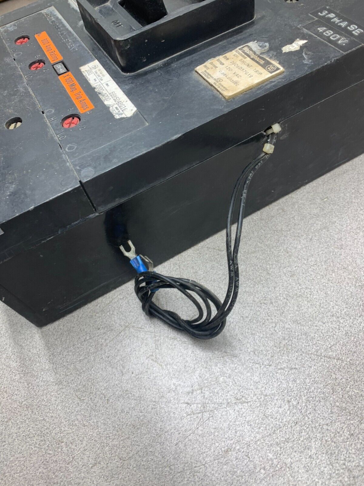 USED WESTINGHOUSE 800AMP MINING CIRCUIT BREAKER 2600D43G12 WITH 2606D57G19