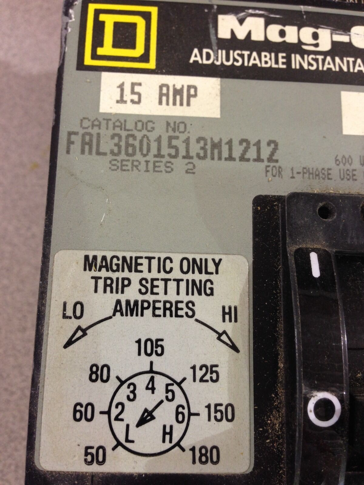 USED SQUARE D 15 AMP CIRCUIT BREAKER FAL3601513M1212 SERIES 2 (D6)