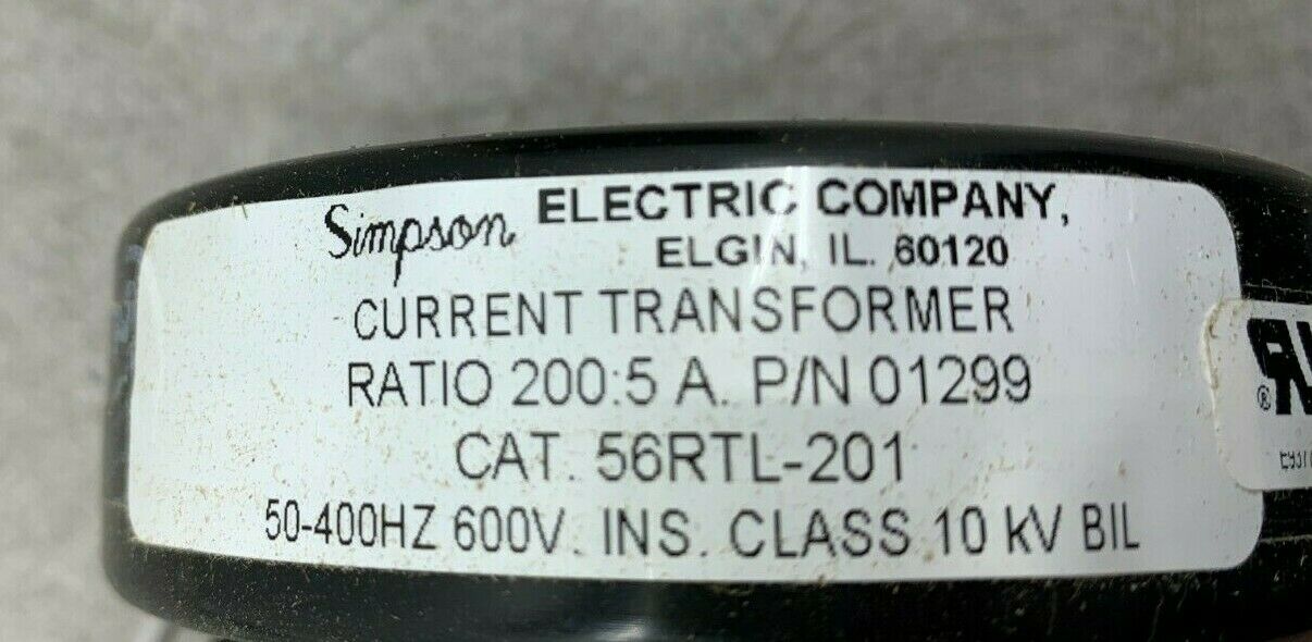 NEW IN BOX SIMPSON 56RTL-201 CURRENT TRANSFORMER 01299