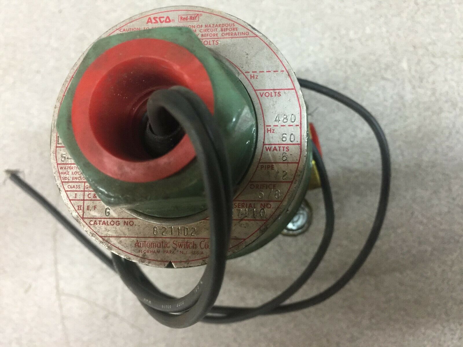 NEW NO BOX ASCO 1/2 NPT 480 VAC 5-200 PSI SOLENOID VALVE 8211D2