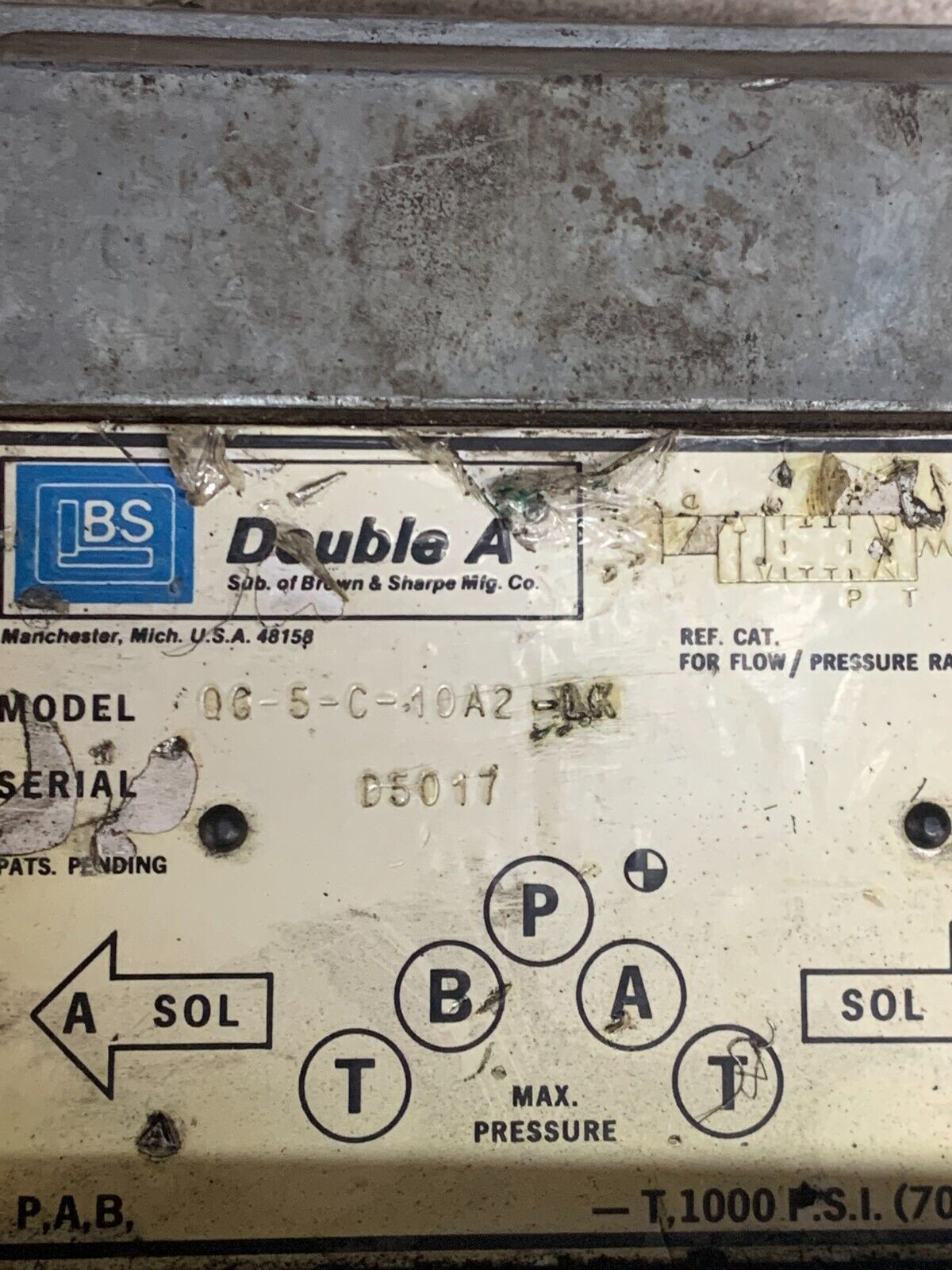 USED DOUBLE A HYDRAULIC VALVE QG-5-C-10A2-LK