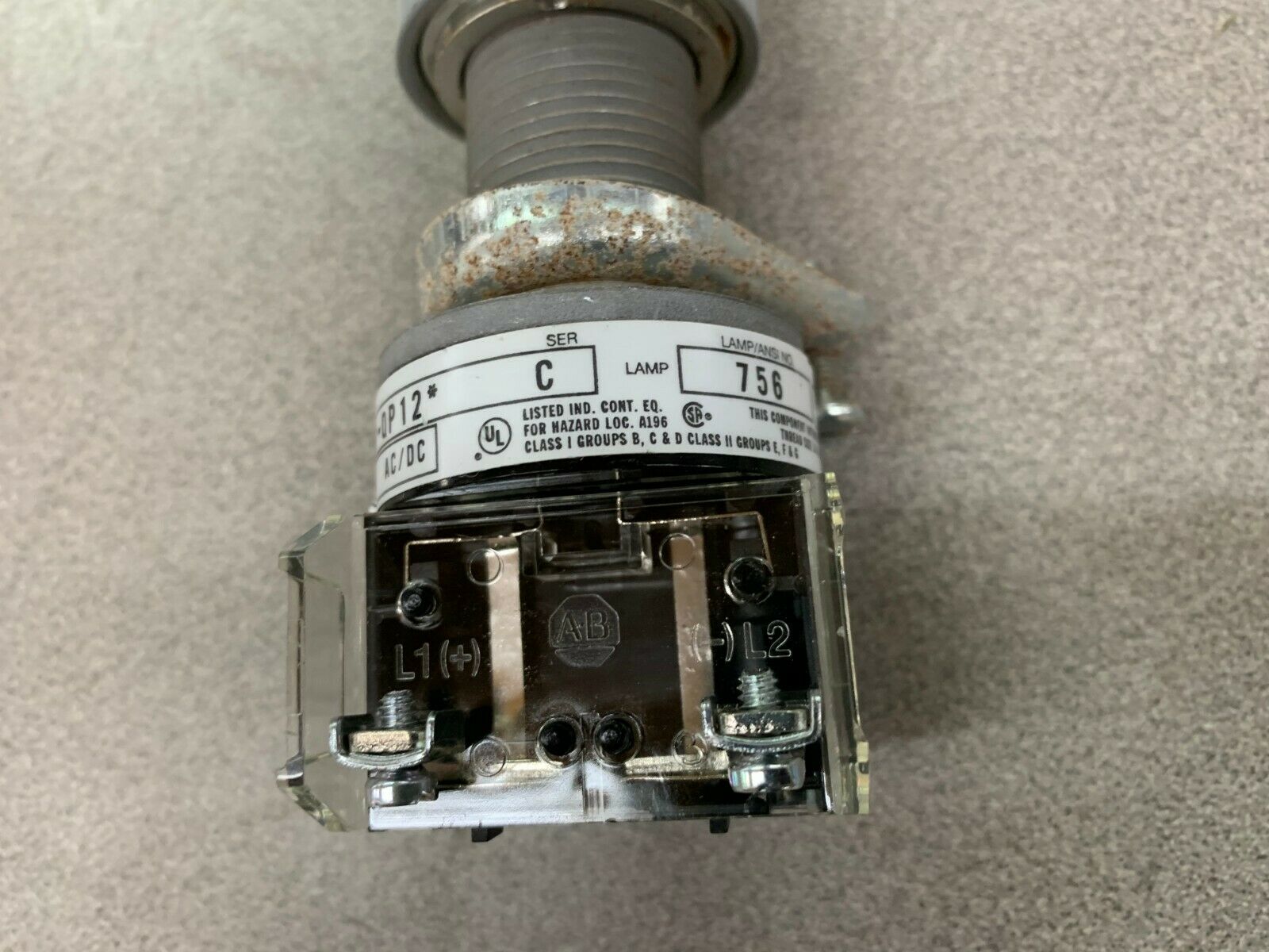 USED ALLEN-BRADLEY 800H-QP12* PILOT LIGHT 800H-QP12W SERIES C